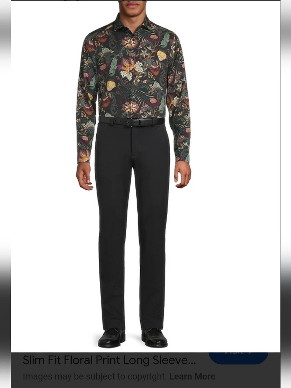 NWOT Murano In The Ferns Collection Slim Fit Floral Long Sleeve Woven Shirt SzM